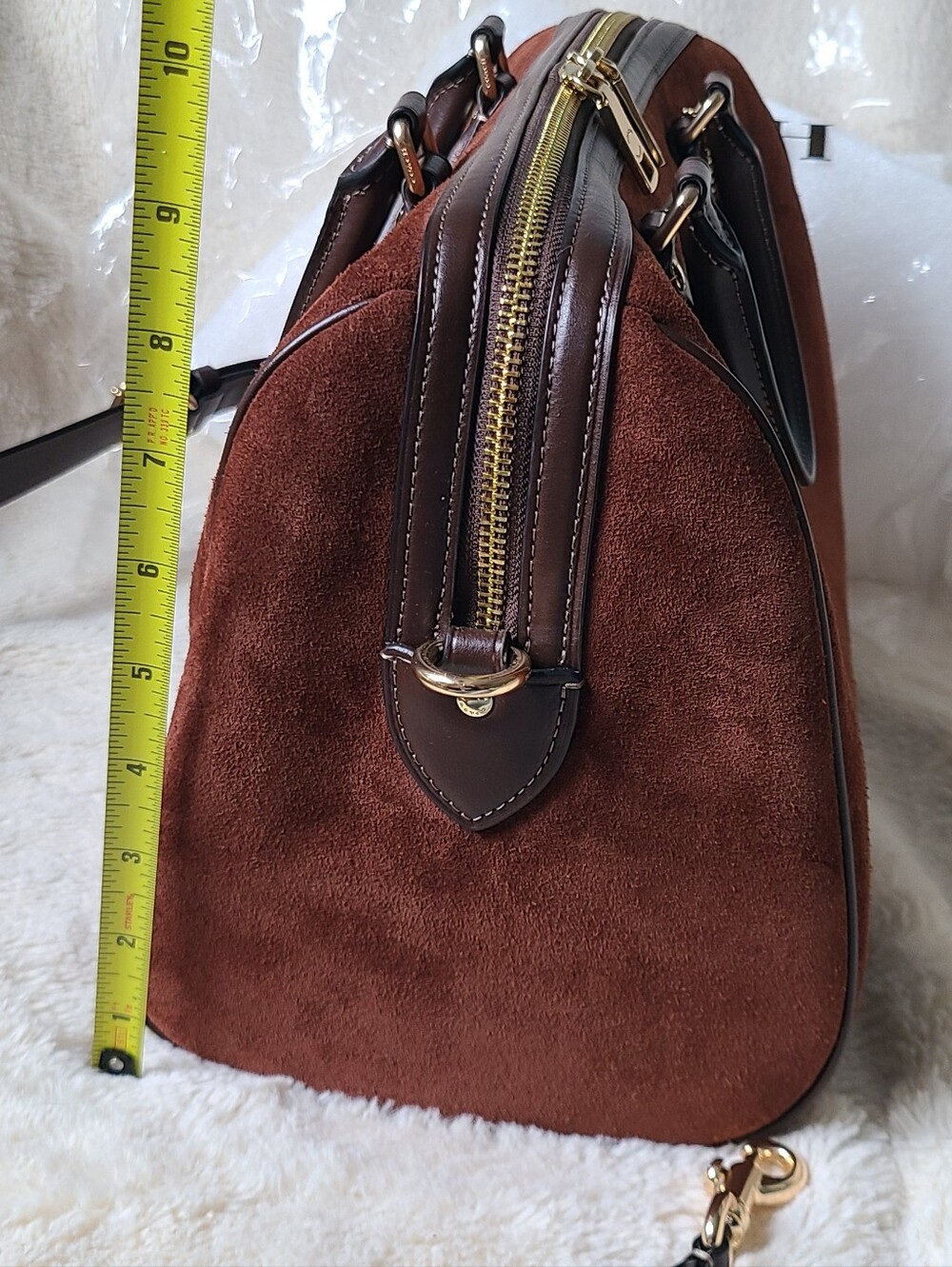Coach Rowan Large Vintage Brown Suede Satchel - Picture 6 of 17